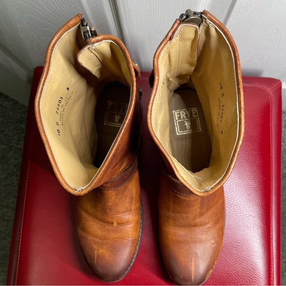 { Frye Moto Boot} Veronica Brown Leather Boots 10 - Picture 16 of 16